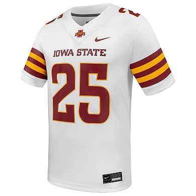 Men's Nike #25 White Iowa State Cyclones Untouchable Replica Game Jersey