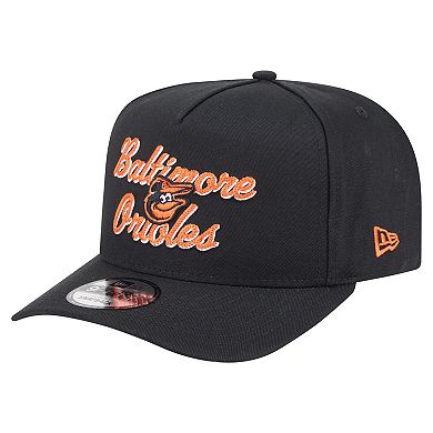 Men's New Era Black Baltimore Orioles Chainstitch 9FIFTY A-Frame Snapback Hat