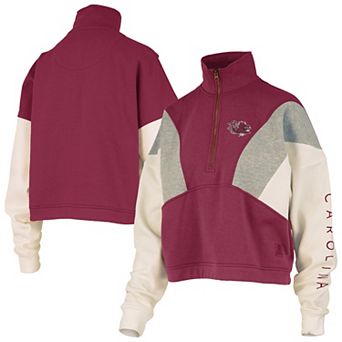 Women's Pressbox Garnet South Carolina Gamecocks Ferrara Color Block Quarter-Zip Sweatshirt