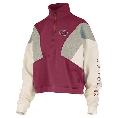 Women's Pressbox Garnet South Carolina Gamecocks Ferrara Color Block Quarter-Zip Sweatshirt