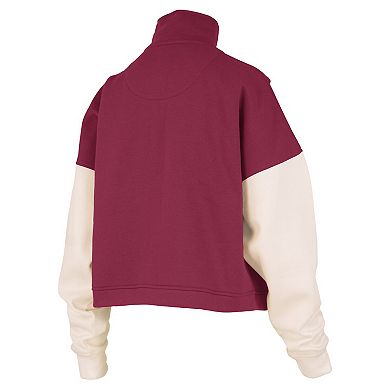 Women's Pressbox Garnet South Carolina Gamecocks Ferrara Color Block Quarter-Zip Sweatshirt