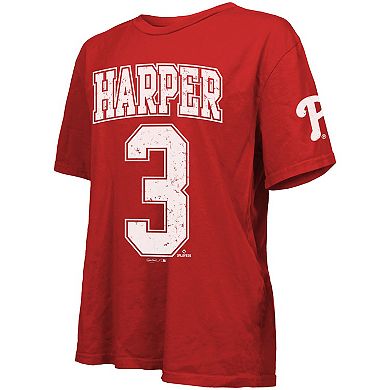Women's Majestic Threads Bryce Harper Red Philadelphia Phillies Oversized Name & Number T-Shirt
