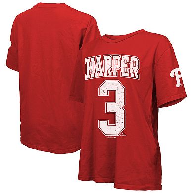 Women's Majestic Threads Bryce Harper Red Philadelphia Phillies Oversized Name & Number T-Shirt
