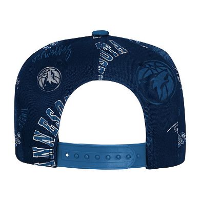Youth Outerstuff Navy Minnesota Timberwolves Street Hooper Allover Print Snapback Hat