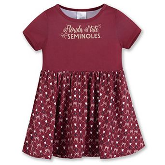 Girls Toddler ZooZatz Garnet Florida State Seminoles Short Sleeve Dress