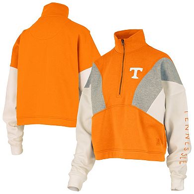 Women's Pressbox Tennessee Orange Tennessee Volunteers Ferrara Color Block Quarter-Zip Sweatshirt