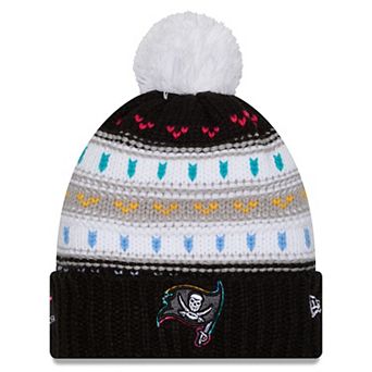 Women's New Era Black Tampa Bay Buccaneers 2025 NFL Crucial Catch Cuffed Knit Hat with Pom
