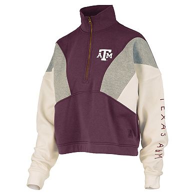 Women's Pressbox Maroon Texas A&M Aggies Ferrara Color Block Quarter-Zip Sweatshirt