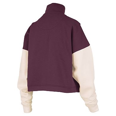 Women's Pressbox Maroon Texas A&M Aggies Ferrara Color Block Quarter-Zip Sweatshirt