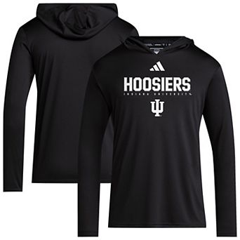 Men's adidas Black Indiana Hoosiers 2025 AEROREADY Sideline Training Long Sleeve Hooded T-Shirt