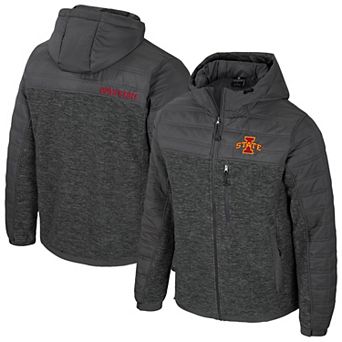 Men's Colosseum Charcoal Iowa State Cyclones Nightman Full-Zip Hoodie Puffer Jacket