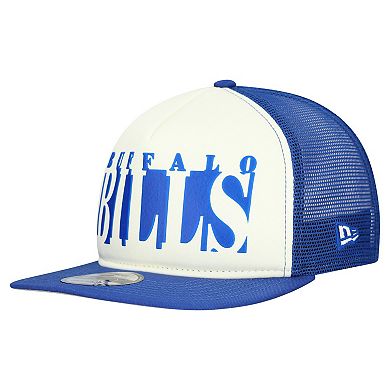 Men's New Era Cream/Royal Buffalo Bills Throwback Cutout A-Frame 9FIFTY Snapback Hat
