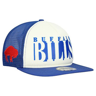 Men's New Era Cream/Royal Buffalo Bills Throwback Cutout A-Frame 9FIFTY Snapback Hat