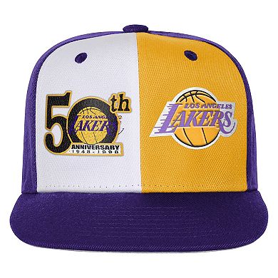 Youth Mitchell & Ness Purple Los Angeles Lakers 50th Anniversary Duo Front Snapback Hat