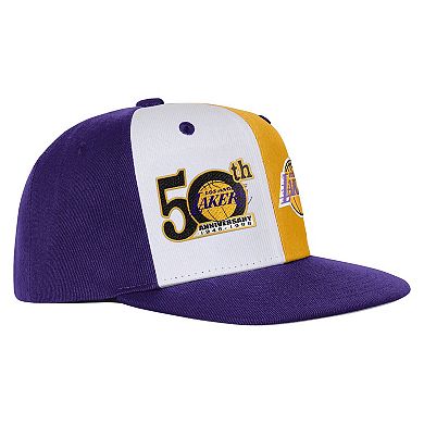 Youth Mitchell & Ness Purple Los Angeles Lakers 50th Anniversary Duo Front Snapback Hat
