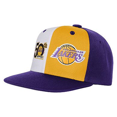 Youth Mitchell & Ness Purple Los Angeles Lakers 50th Anniversary Duo Front Snapback Hat