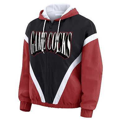 Women's WEAR by Erin Andrews Garnet/Black South Carolina Gamecocks Colorblock Full-Zip Hoodie Windbreaker Jacket