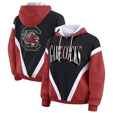 Women's WEAR by Erin Andrews Garnet/Black South Carolina Gamecocks Colorblock Full-Zip Hoodie Windbreaker Jacket
