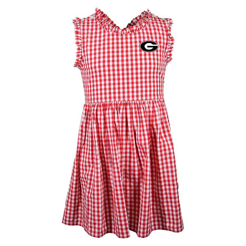 Girl’s Toddler Garb Red Georgia Bulldogs Sleeveless Alora Gingham Dress, Toddler Unisex,