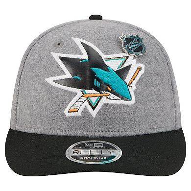 Men's New Era Gray/Black San Jose Sharks Wool Pin Low Profile 9FIFTY Snapback Hat