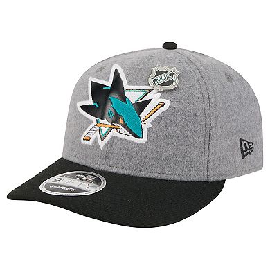 Men's New Era Gray/Black San Jose Sharks Wool Pin Low Profile 9FIFTY Snapback Hat