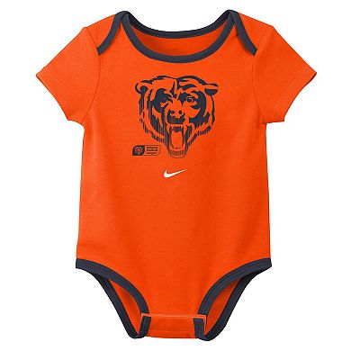 Newborn & Infant Nike Caleb Williams Chicago Bears Name & Number 3-Pack Bodysuit Set