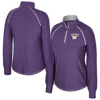 Women's Colosseum Purple Washington Huskies Bikram Raglan Quarter-Zip Top