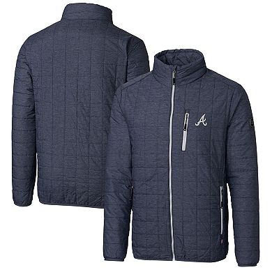 Men's Cutter & Buck Heathered Navy Atlanta Braves Rainier Eco Insulated Full-Zip Puffer Jacket