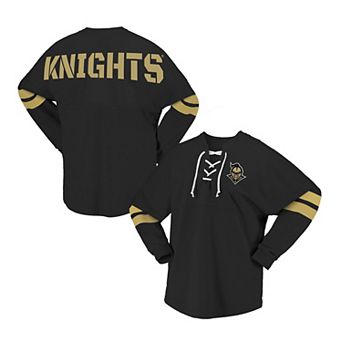 Women's Spirit Jersey Black UCF Knights Lace-Up V-Neck Long Sleeve T-Shirt