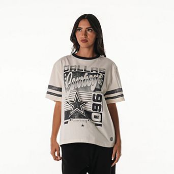 Women's The Wild Collective Cream Dallas Cowboys Vintage Drop Shoulder Oversized Boyfriend T-Shirt