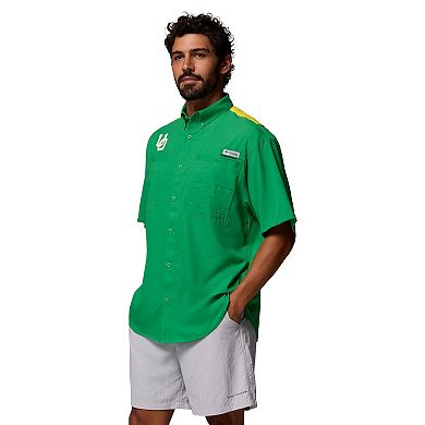 Men's Columbia Green Oregon Ducks Tamiami Colorblock Omni-Shade Button-Down Shirt