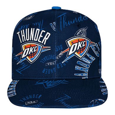 Youth Outerstuff Navy Oklahoma City Thunder Street Hooper Allover Print Snapback Hat