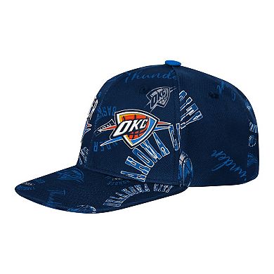 Youth Outerstuff Navy Oklahoma City Thunder Street Hooper Allover Print Snapback Hat