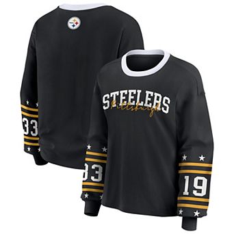 Women's WEAR by Erin Andrews Black Pittsburgh Steelers Plus Size Sport Long-Sleeve T-Shirt