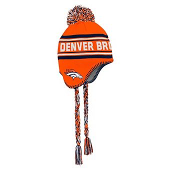 Youth Orange Denver Broncos Jacquard Tassel Knit Hat with Pom