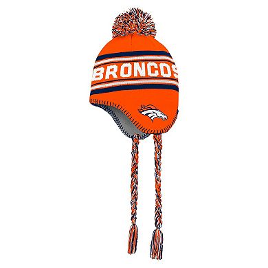 Youth Orange Denver Broncos Jacquard Tassel Knit Hat with Pom