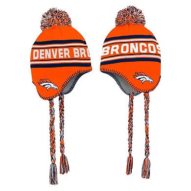Youth Orange Denver Broncos Jacquard Tassel Knit Hat with Pom