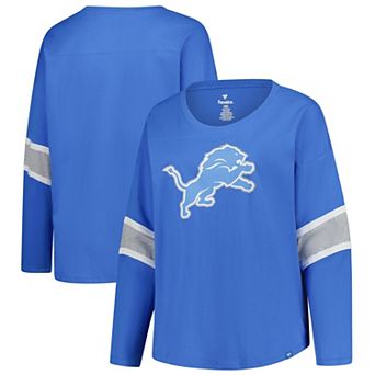 Women's Fanatics Blue Detroit Lions Plus Size Redzone 3/4-Sleeve Scoop Neck T-Shirt