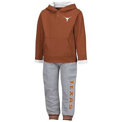 Toddler Colosseum Texas Orange/Heather Gray Texas Longhorns Poppies Hoodie and Sweatpants Set