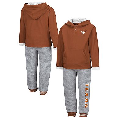 Toddler Colosseum Texas Orange/Heather Gray Texas Longhorns Poppies Hoodie and Sweatpants Set