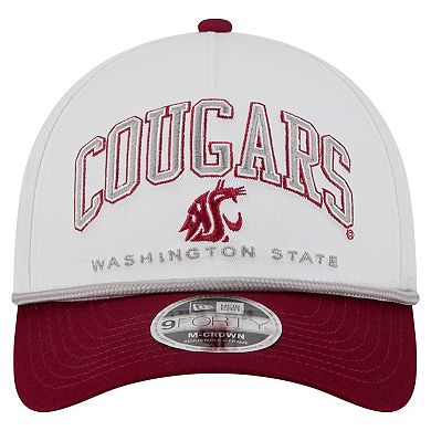 Men's New Era White/Crimson Washington State Cougars Arch Two-Tone Rope 9FORTY A-Frame M-Crown Adjustable Hat