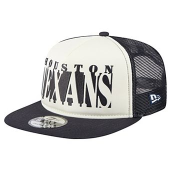 Men's New Era Cream/Navy Houston Texans Cutout A-Frame 9FIFTY Snapback Hat