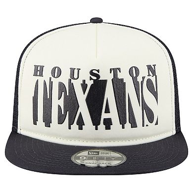 Men's New Era Cream/Navy Houston Texans Cutout A-Frame 9FIFTY Snapback Hat