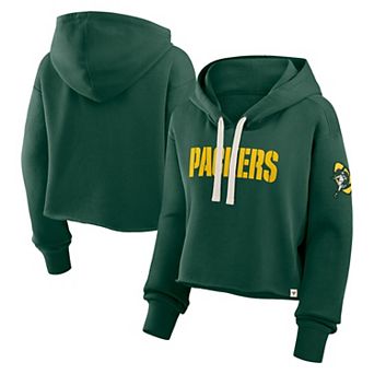 Women's Fanatics Green Green Bay Packers Oversized Hometown Heritage Cropped Hoodie