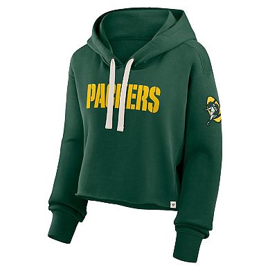 Women's Fanatics Green Green Bay Packers Oversized Hometown Heritage Cropped Hoodie