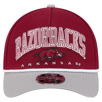 Men's New Era Cardinal/Gray Arkansas Razorbacks Arch Two-Tone Rope 9FORTY A-Frame M-Crown Adjustable Hat