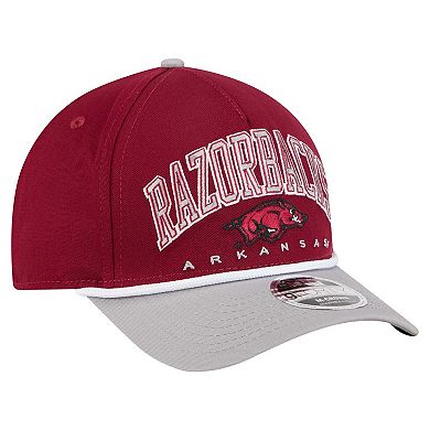 Men's New Era Cardinal/Gray Arkansas Razorbacks Arch Two-Tone Rope 9FORTY A-Frame M-Crown Adjustable Hat