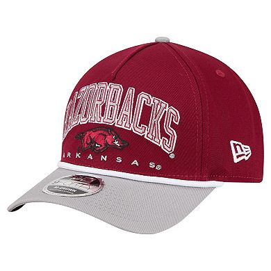 Men's New Era Cardinal/Gray Arkansas Razorbacks Arch Two-Tone Rope 9FORTY A-Frame M-Crown Adjustable Hat