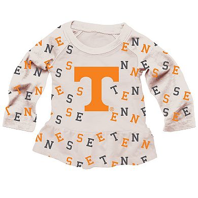 Girls Infant Wes & Willy Oatmeal Tennessee Volunteers Ruffle Raglan Long Sleeve T-Shirt & Leggings Set