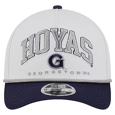 Men's New Era White/Navy Georgetown Hoyas Arch Two-Tone Rope 9FORTY A-Frame M-Crown Adjustable Hat
